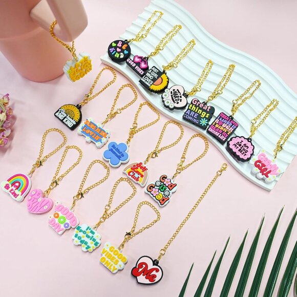 20 PCS Cute Handle Charm Set for Water Bottle Tumbler Keychain Gift - Picture 2 of 7